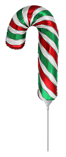 12" CANDY CANE GREEN & RED MINI FOIL