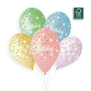 13" HAPPY BIRTHDAY GOLDEN DOTS LATEX (25 PER PACK)