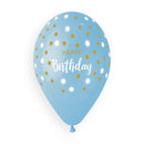 13" HAPPY BIRTHDAY GOLDEN DOTS LATEX (25 PER PACK)