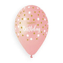 13" HAPPY BIRTHDAY GOLDEN DOTS LATEX (25 PER PACK)