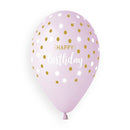 13" HAPPY BIRTHDAY GOLDEN DOTS LATEX (25 PER PACK)