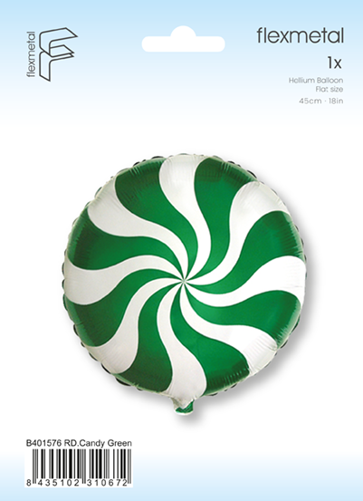 18" ROUND CANDY SWIRLS GREEN FOIL