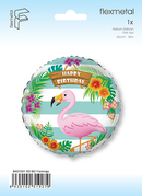 18" ROUND BIRTHDAY FLAMINGO FOIL