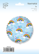 18" ROUND HAPPY RAINBOW DAY BLUE FOIL