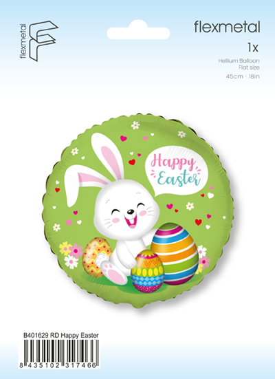 18" ROUND HAPPY EASTER BUNNY AND EGGS FOIL