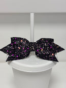 REUSABLE STRAW TOPPERS FOR COLD CUPS - BLACK SPARKLE (PACK OF 4)