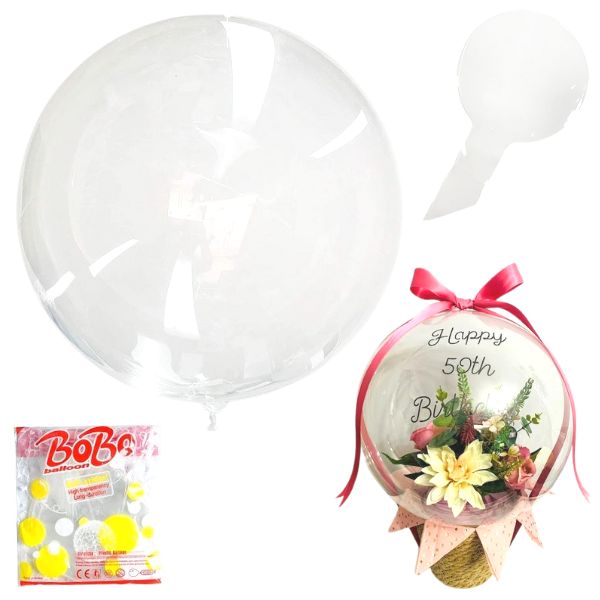 22" WIDE NECK BOBO BALLOONS UNPACKAGED CLEAR PLASTIC BUBBLE TULIP (50 PER PACK)