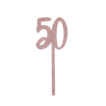 50TH ROSE GOLD GLITTER ACRYLIC CAKE TOPPER