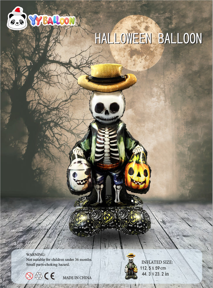59" GIANT CANDY BUCKET SKELETON FOIL (STAND-UP AIR-FILL OR HELIUM)