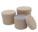 HAT BOXES: NATURAL TEXTURED ROUND SYMPHONY HAT BOXES (SET OF 3)