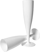 10 X WHITE DISPOSABLE PLASTIC CHAMPAGNE FLUTES 175ML 6OZ