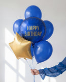18" ROUND HAPPY BIRTHDAY NAVY FOIL