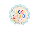 31" BACK TO SCHOOL CREAM BLUE SCALLOPED FOIL