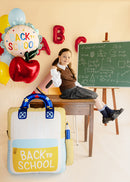 31" BACK TO SCHOOL CREAM BLUE SCALLOPED FOIL