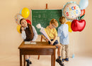 31" BACK TO SCHOOL CREAM BLUE SCALLOPED FOIL