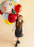 31" BACK TO SCHOOL CREAM BLUE SCALLOPED FOIL