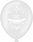 12" KALISAN FIRST COMMUNION LATEX CLEAR WITH WHITE PRINT LATEX (25 PER BAG)