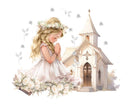 COMMUNION PRINT KEEPSAKE BOX WITH WHITE RIBBON