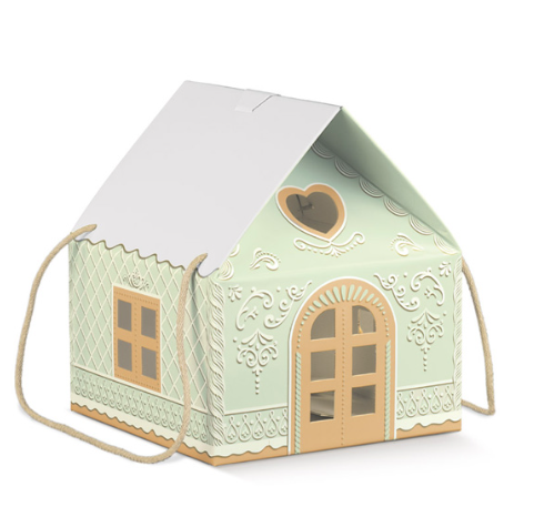 LITTLE LIGHT GREEN HOUSE WITH LANYARDS (245MM X 245MM X 150MM)