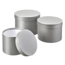 HAT BOXES: GREY/SILVER ROUND SYMPHONY HAT BOXES (SET OF 3)
