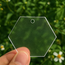 TRANSPARENT ACRYLIC HEXAGON DISC (9CM DIAMETER, 3MM THICK)