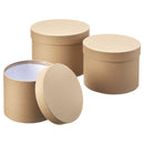 HAT BOXES: NATURAL KRAFT ROUND SYMPHONY HAT BOXES (SET OF 3)