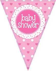 BUNTING: BABY SHOWER PINK (11 FLAGS, 3.9M)