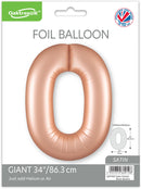 34" NUMBER ZERO SATIN PASTEL ROSE QUARTZ FOIL