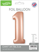 34" NUMBER 1 SATIN PASTEL ROSE QUARTZ FOIL
