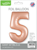 34" NUMBER 5 SATIN PASTEL ROSE QUARTZ FOIL