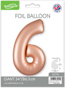34" NUMBER 6 SATIN PASTEL ROSE QUARTZ FOIL