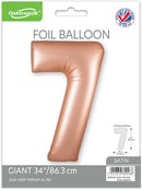 34" NUMBER 7 SATIN PASTEL ROSE QUARTZ FOIL