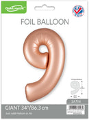 34" NUMBER 9 SATIN PASTEL ROSE QUARTZ FOIL