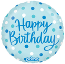 18" ROUND HAPPY BIRTHDAY BLUE DOTS FOIL