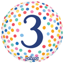 18" ROUND HAPPY BIRTHDAY COLOURFUL CONFETTI AGE 3 FOIL