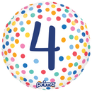 18" ROUND HAPPY BIRTHDAY COLOURFUL CONFETTI AGE 4 FOIL