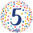 18" ROUND HAPPY BIRTHDAY COLOURFUL CONFETTI AGE 5 FOIL