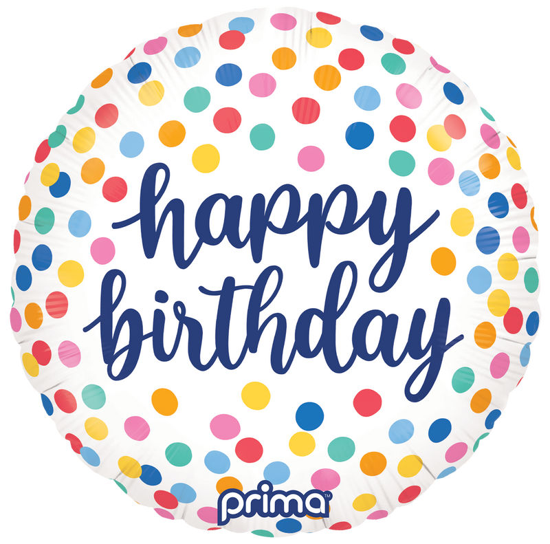 18" ROUND HAPPY BIRTHDAY COLOURFUL CONFETTI FOIL