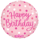 18" ROUND HAPPY BIRTHDAY PINK DOTS FOIL