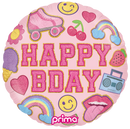 18" ROUND HAPPY BIRTHDAY GIRL PATCHES FOIL