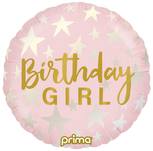 18" ROUND BIRTHDAY GIRL STARS FOIL