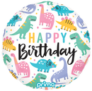 18" ROUND HAPPY BIRTHDAY COLOURFUL DINOS FOIL