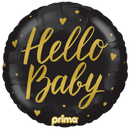18" ROUND HELLO BABY BLACK FOIL