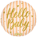 18" ROUND HELLO BABY PEACH STRIPES FOIL