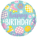 18" ROUND HAPPY BIRTHDAY RETRO SKATES FOIL