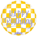 18" ROUND HAPPY BIRTHDAY HAPPY FACE CHECKER FOIL