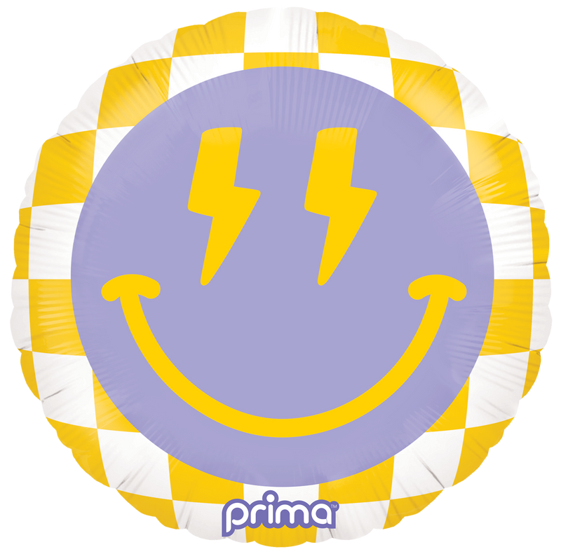 18" ROUND HAPPY BIRTHDAY HAPPY FACE CHECKER FOIL