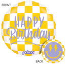 18" ROUND HAPPY BIRTHDAY HAPPY FACE CHECKER FOIL