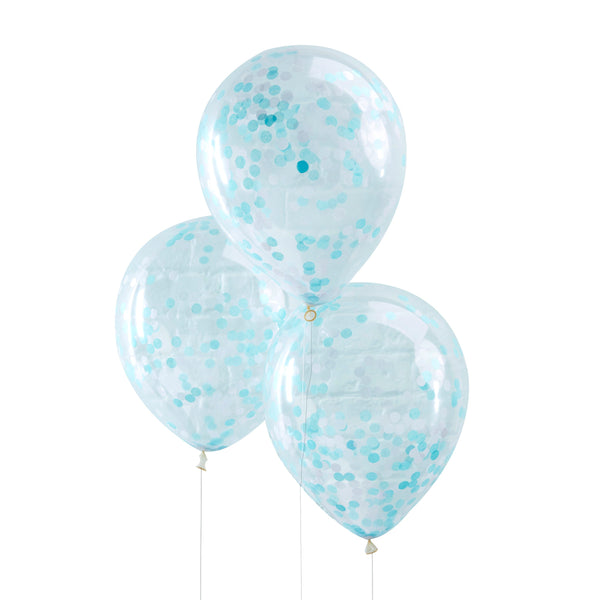 11" BLUE CONFETTI FILLED LATEX BALLOONS (PACK OF 5)