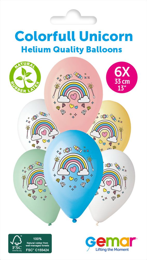 13" GEMAR RETAIL LATEX COLOURFUL RAINBOW